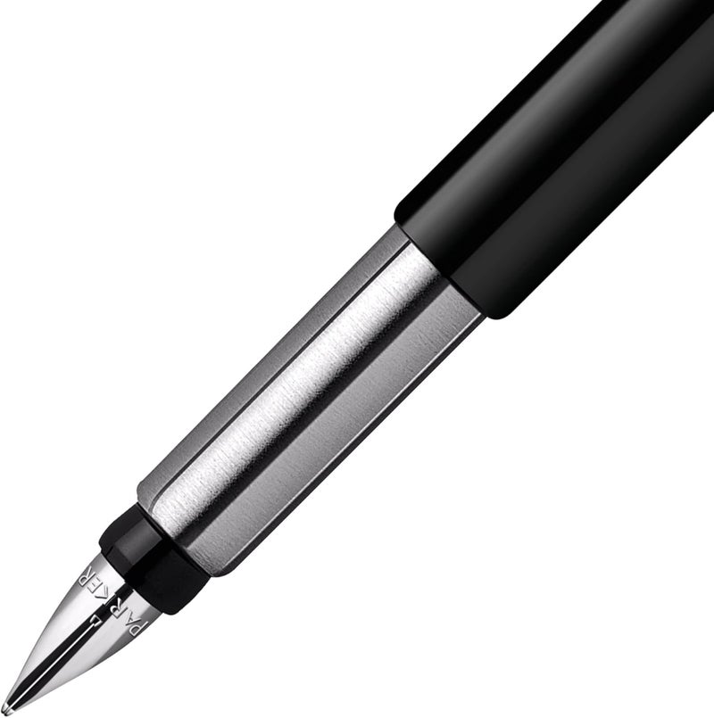 Parker Vector Fountain Pen - Black with Chrome Trim, Medium Nib, Blue Ink - Image 2